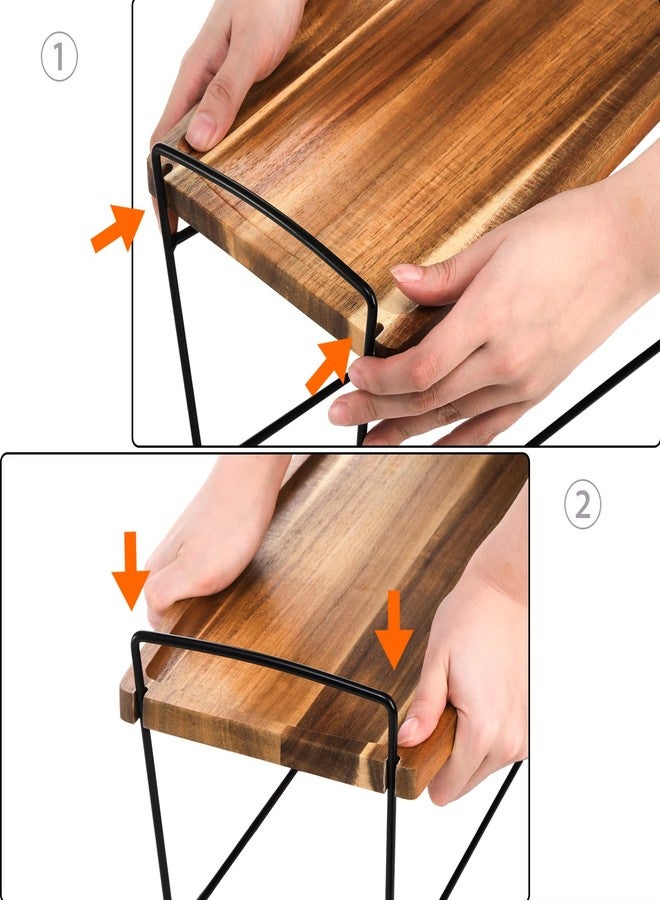 Eorbow 3 Tier Serving Tray, 16" Acacia Wood Cupcake Tower Stand, Tiered Dessert Display Platter with Handle, Decorative Charcuterie Boards for Food, Appetizer, Sandwich, Entertaining, Party - Image 5